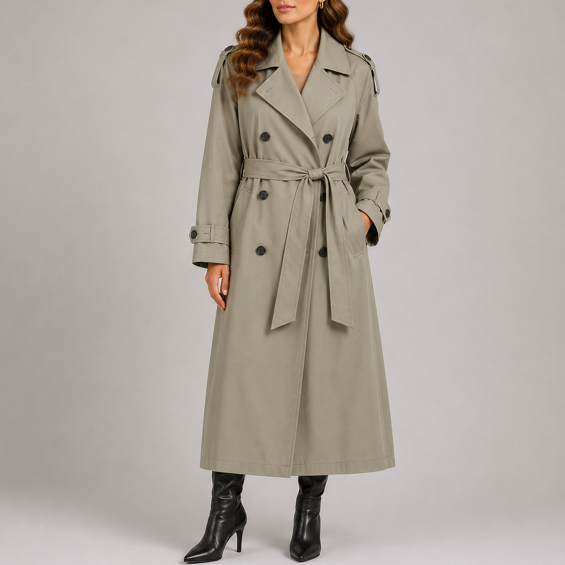 Classic Longline Trench Coat with Structured Lapels 2