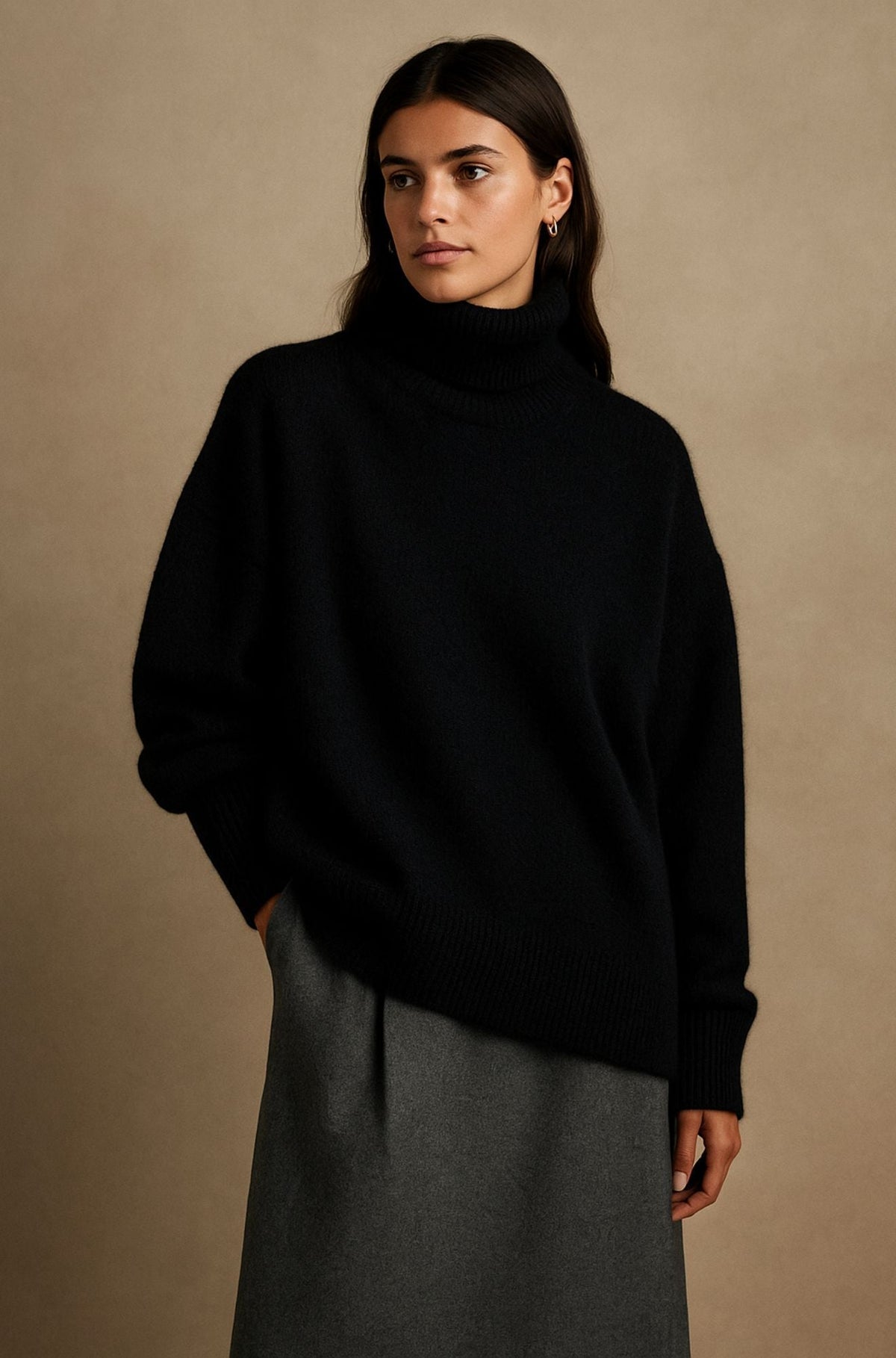Women's Relaxed Polo Jumper in Black