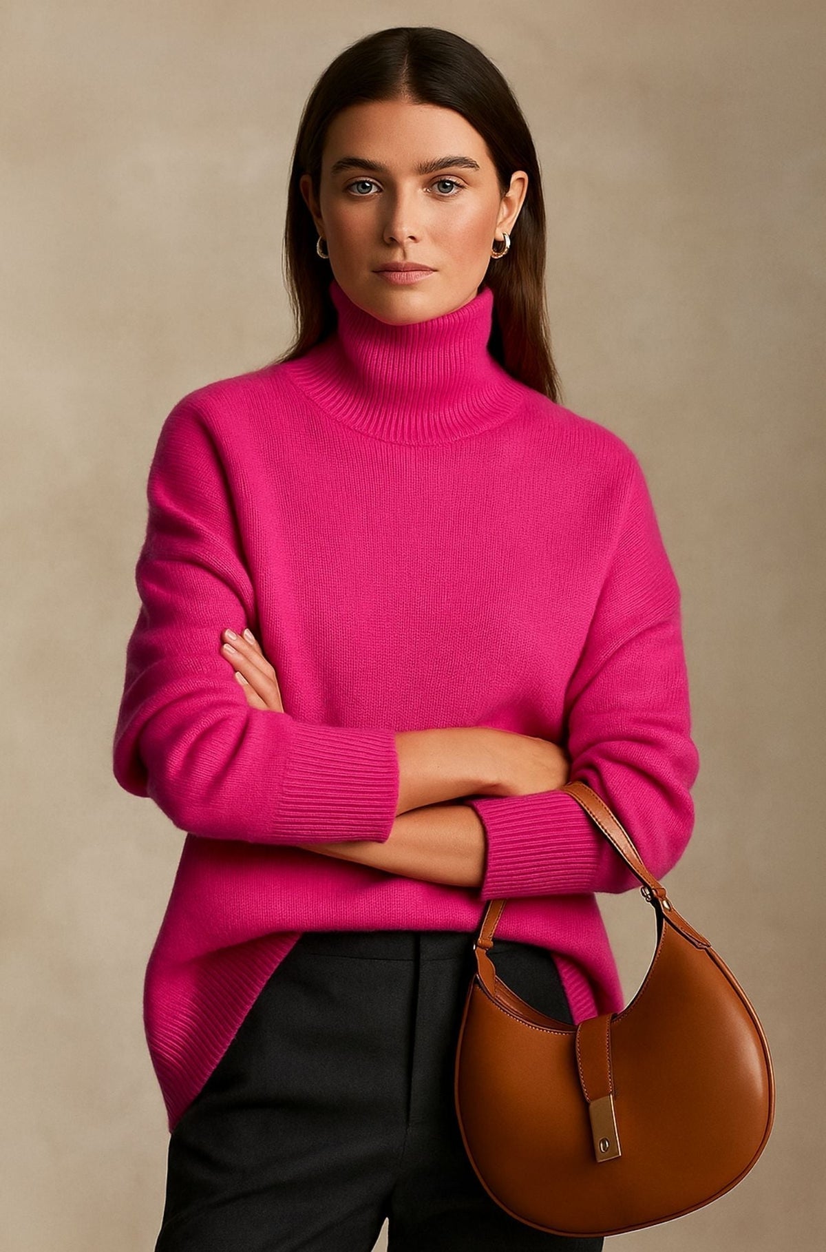 Women's Relaxed Polo Jumper in Pink
