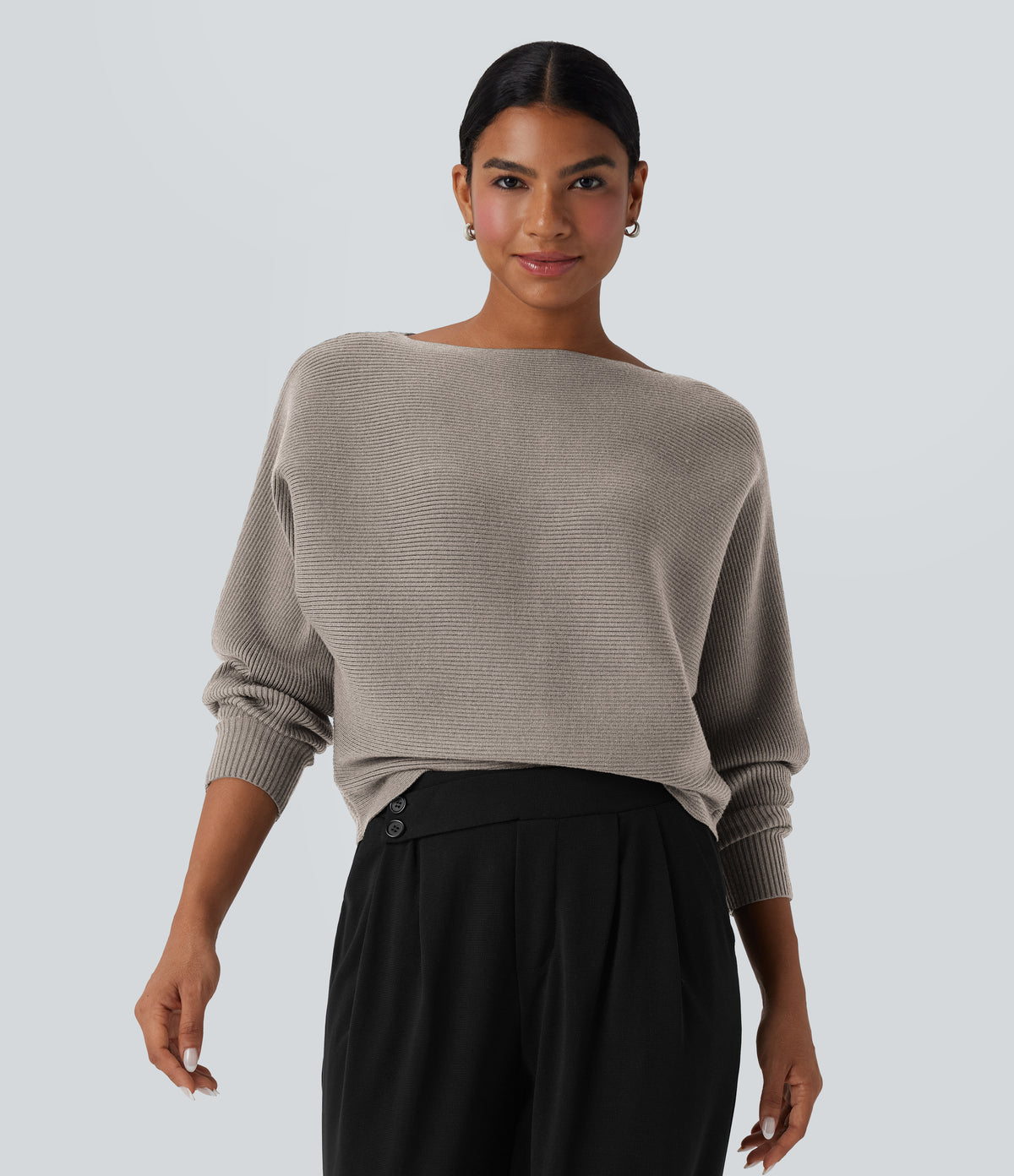 Boat Neck Batwing Sleeve Casual Sweater