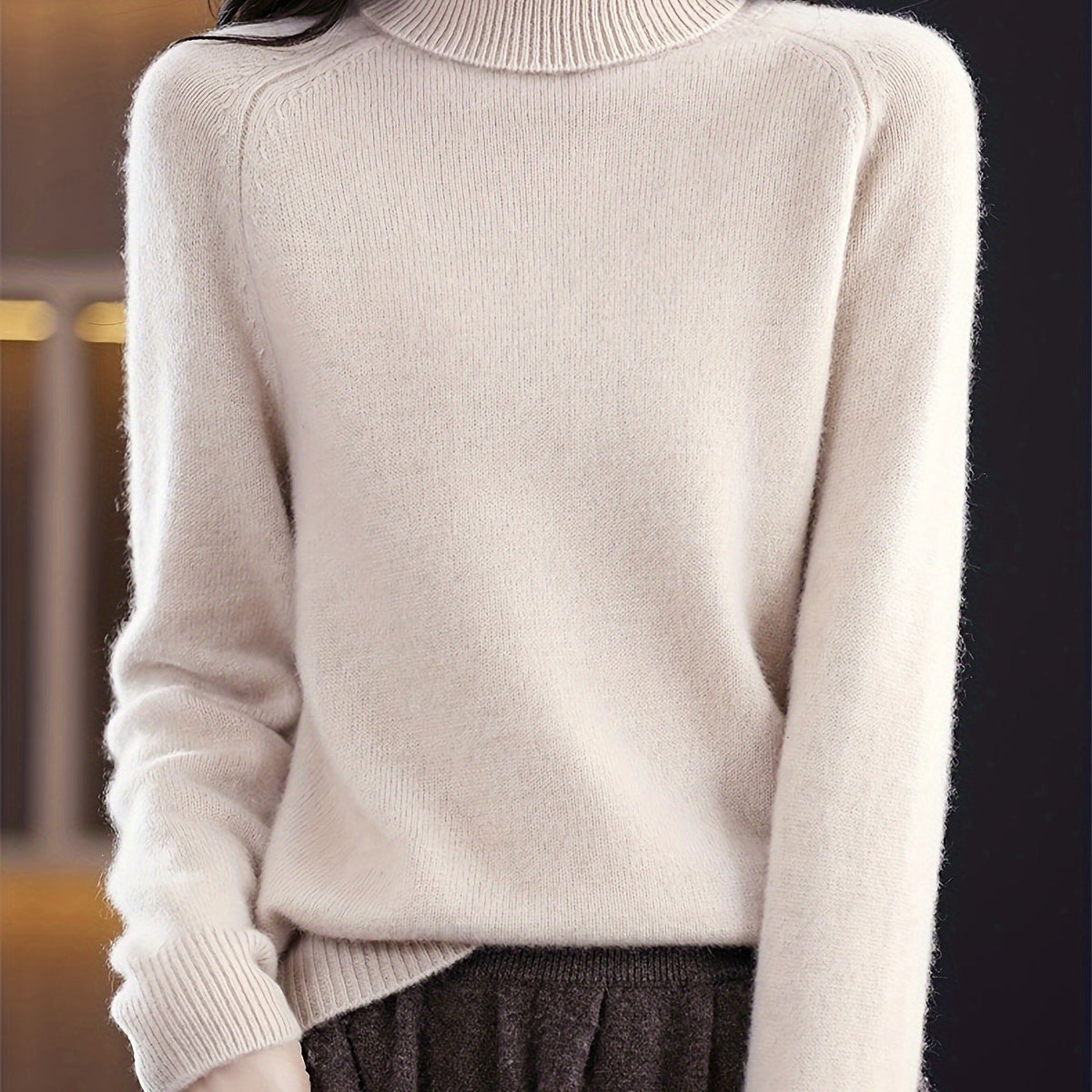 Women's Soft Knit Polo Jumper in Apricot