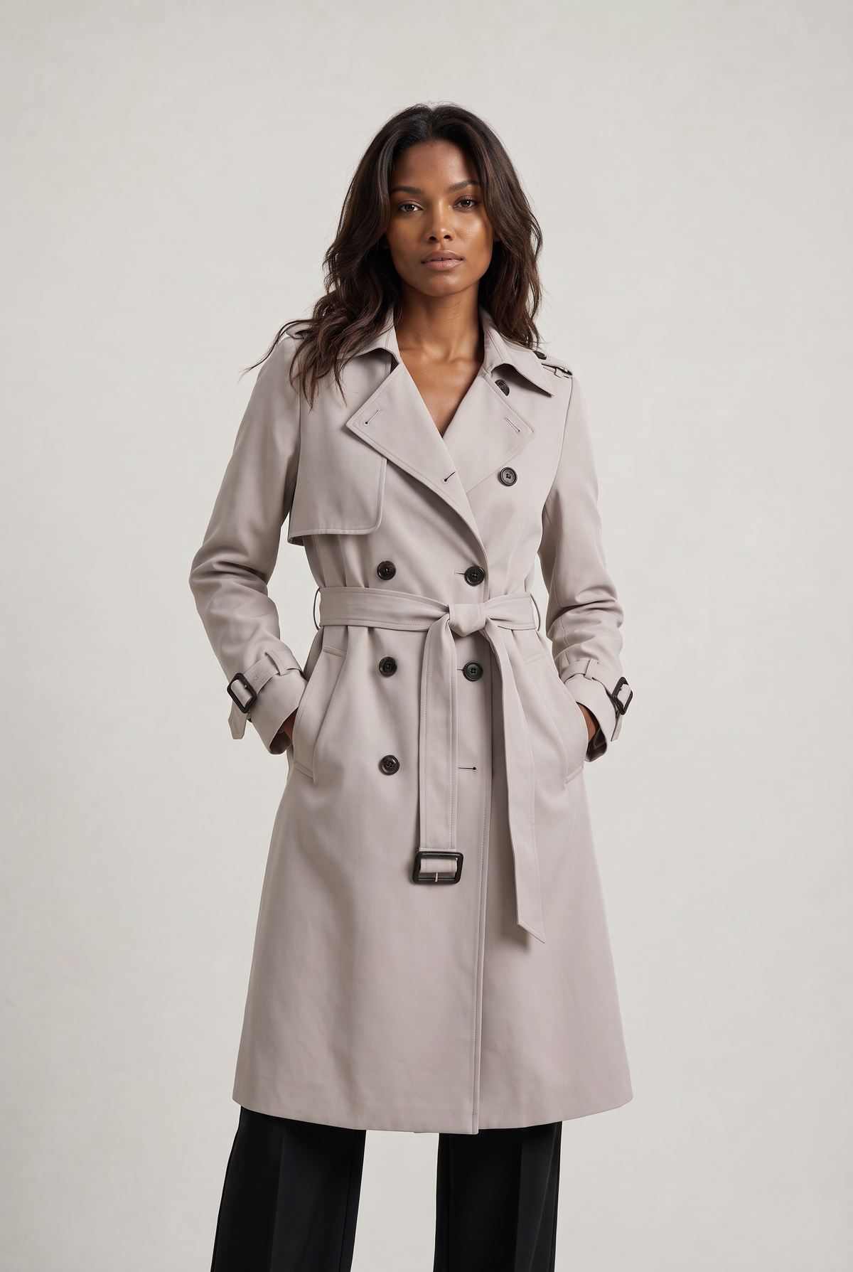Trench Coat Double-Breasted Belted Longline — Women's 14