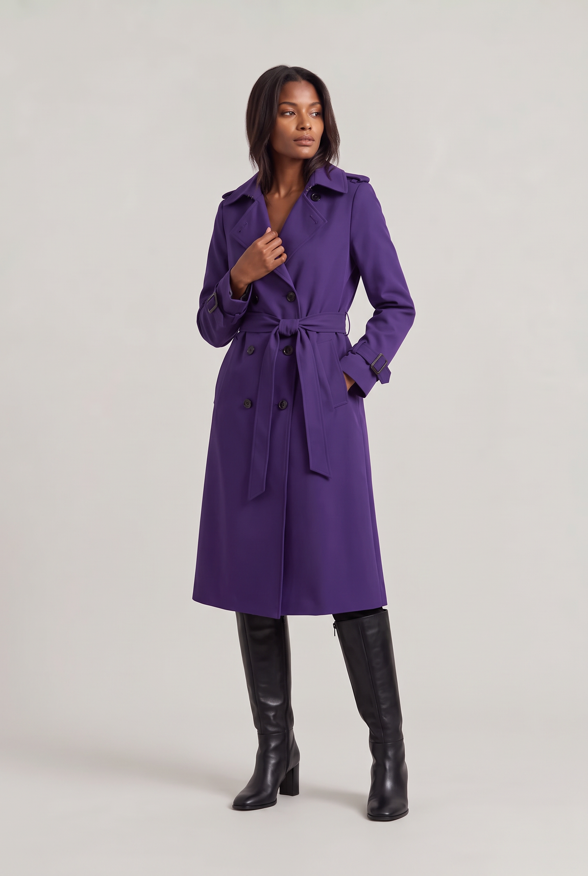 Trench Coat Double-Breasted Belted Longline — Women's 7