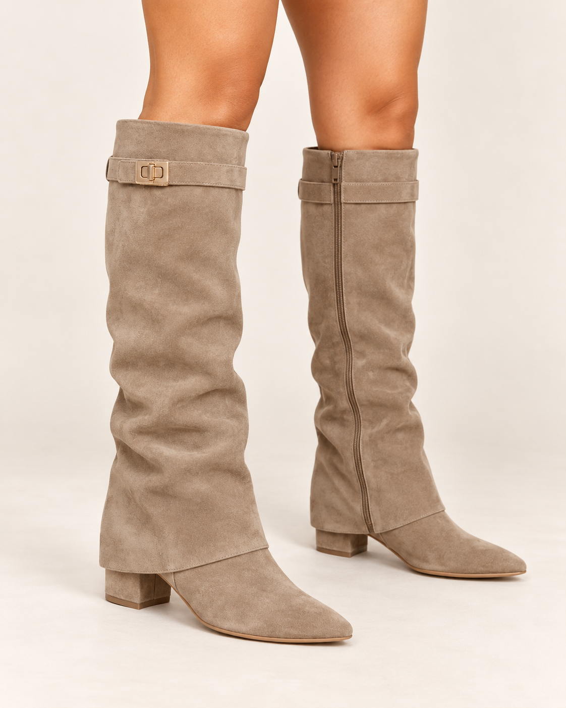 Knee High Boots with Block Heel