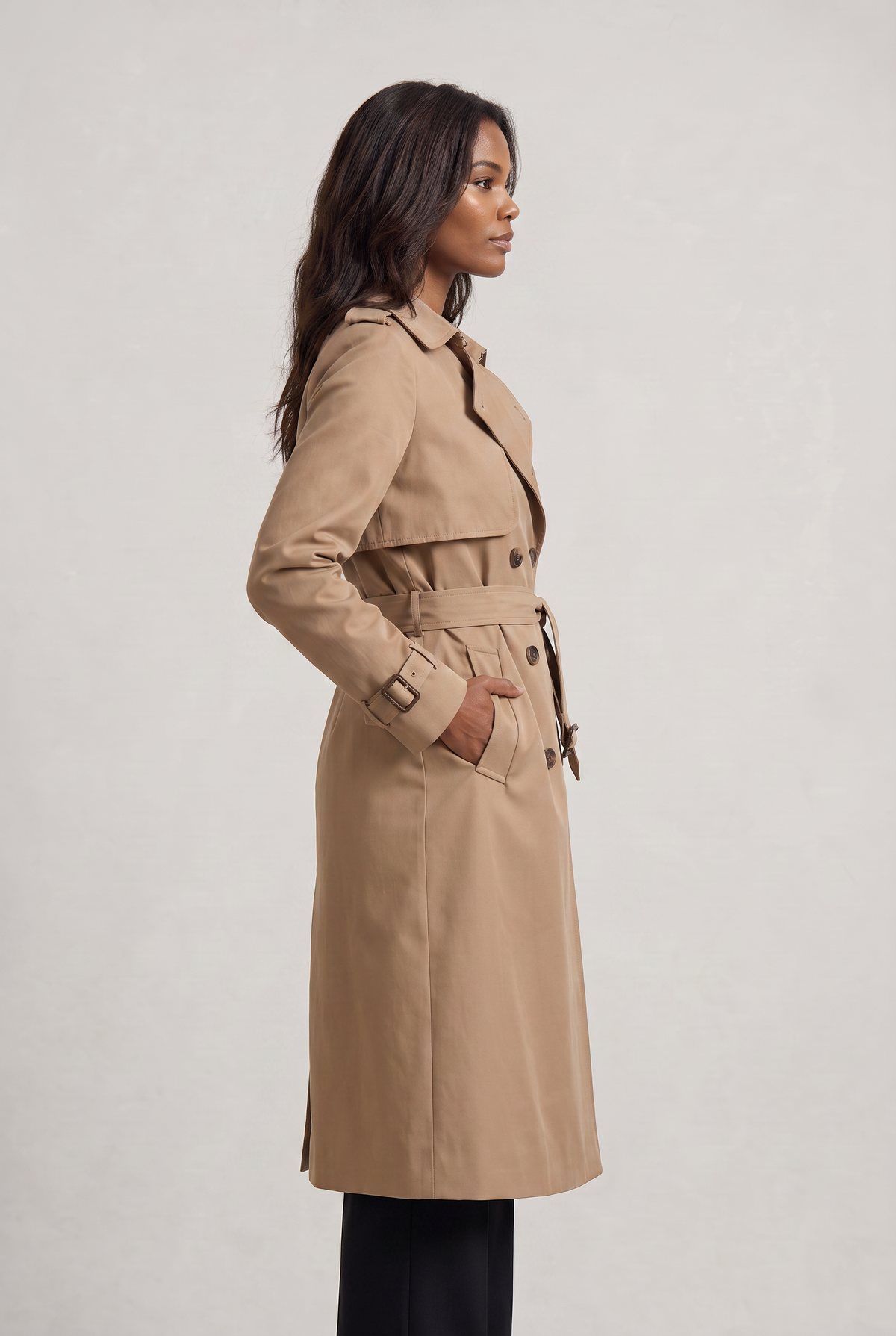 Trench Coat Double-Breasted Belted Longline — Women's 4