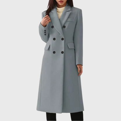 Wool Coat for Women, Classic Tailored Overcoat in Grey