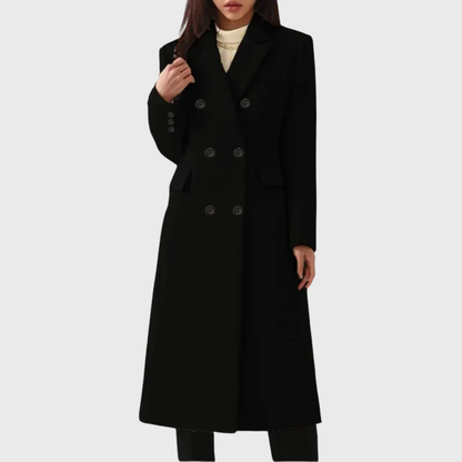 Wool Coat for Women, Classic Tailored Overcoat in Black