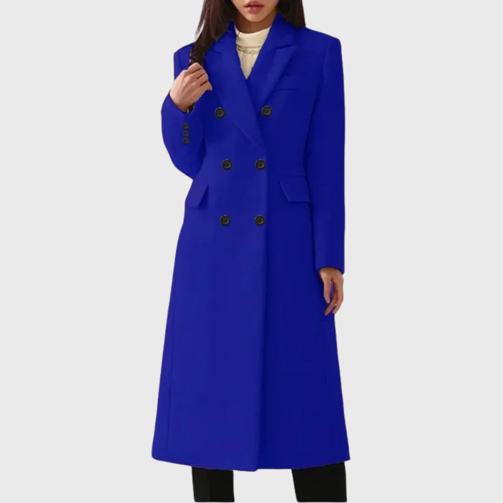 Wool Coat for Women, Classic Tailored Overcoat in Blue