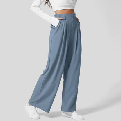 Wide-Leg Pleated Trousers