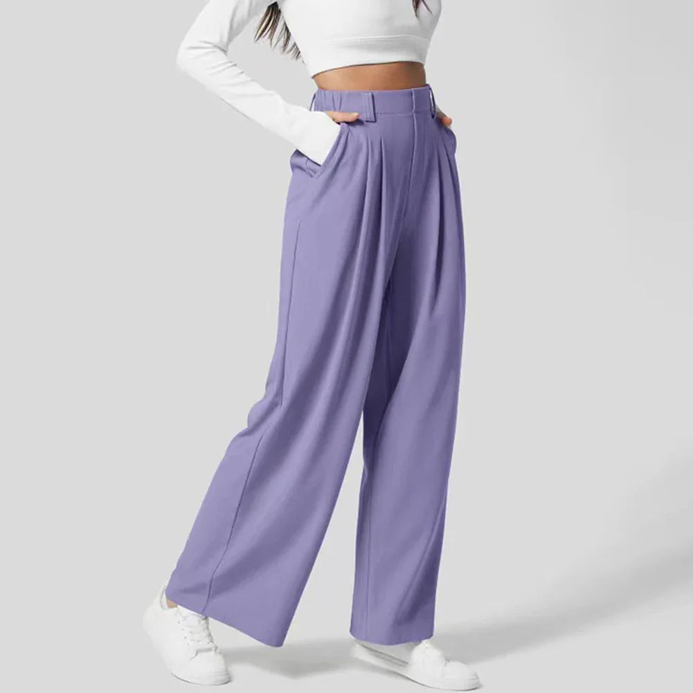 Wide-Leg Pleated Trousers