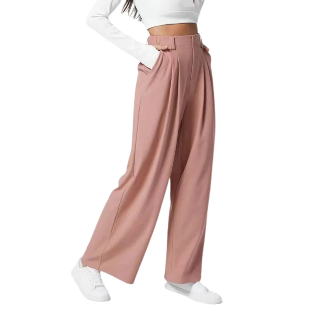 Wide-Leg Pleated Trousers