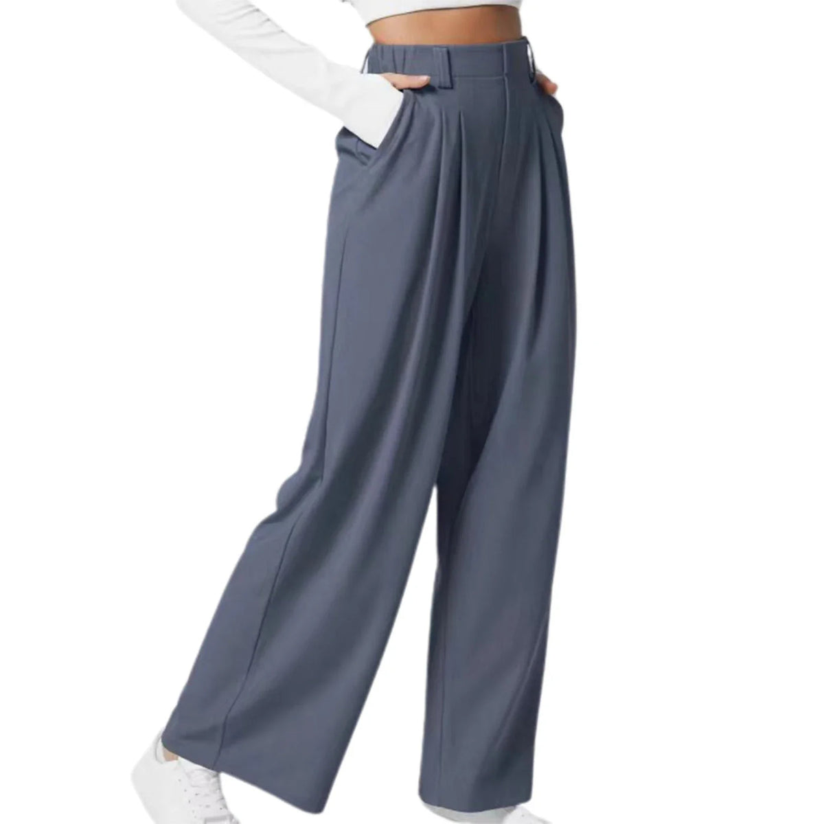 Wide-Leg Pleated Trousers