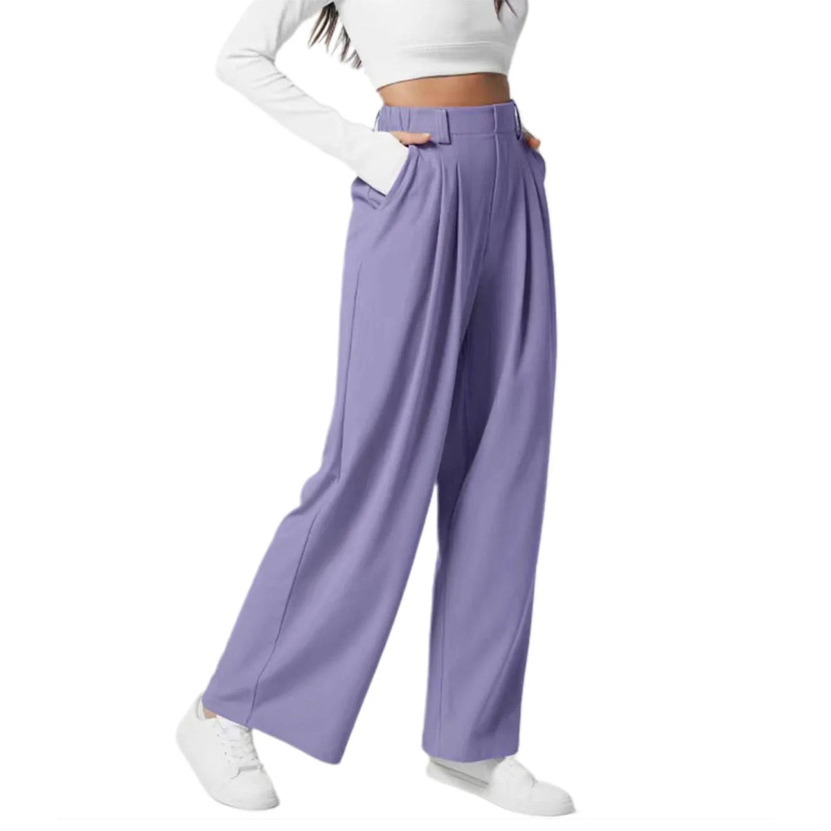 Wide-Leg Pleated Trousers