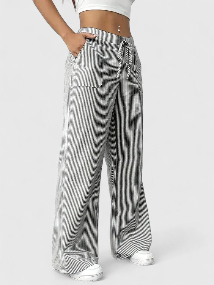 Wide-Leg Drawstring Trousers
