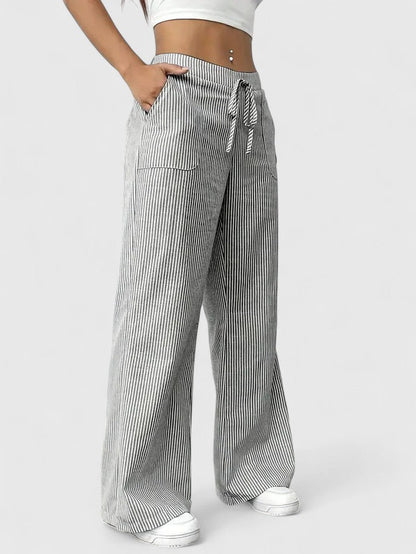 Wide-Leg Drawstring Trousers