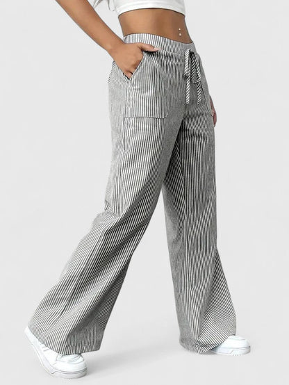 Wide-Leg Drawstring Trousers