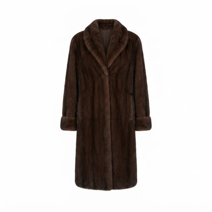 Faux Fur Coat in Chocolate Brown with Shawl Collar 3