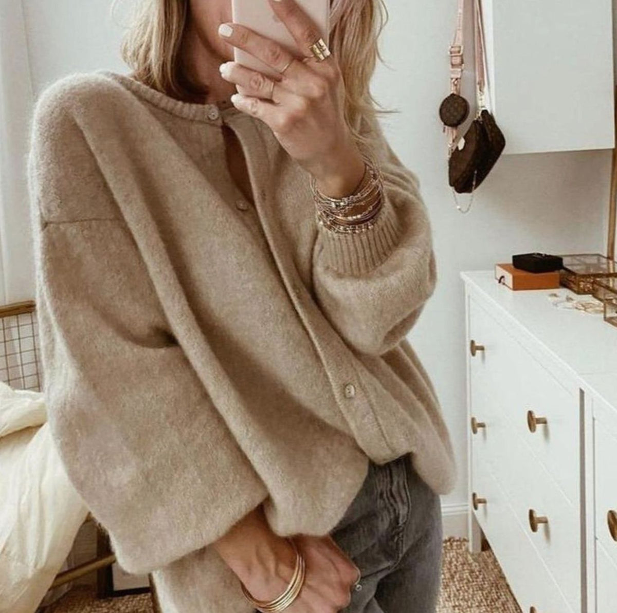 Women's Oversized Button-Up Cardigan