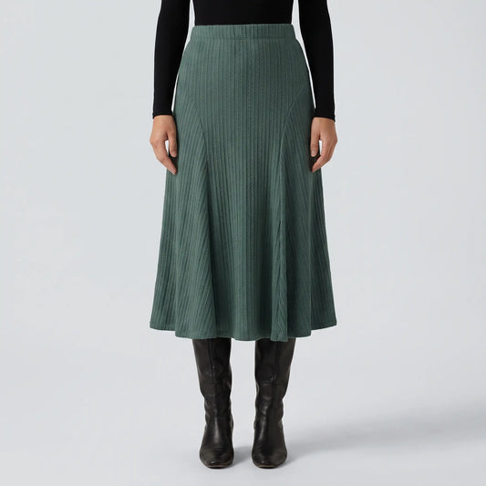 Cable Knit High Waisted A Line Party Midi Skirt