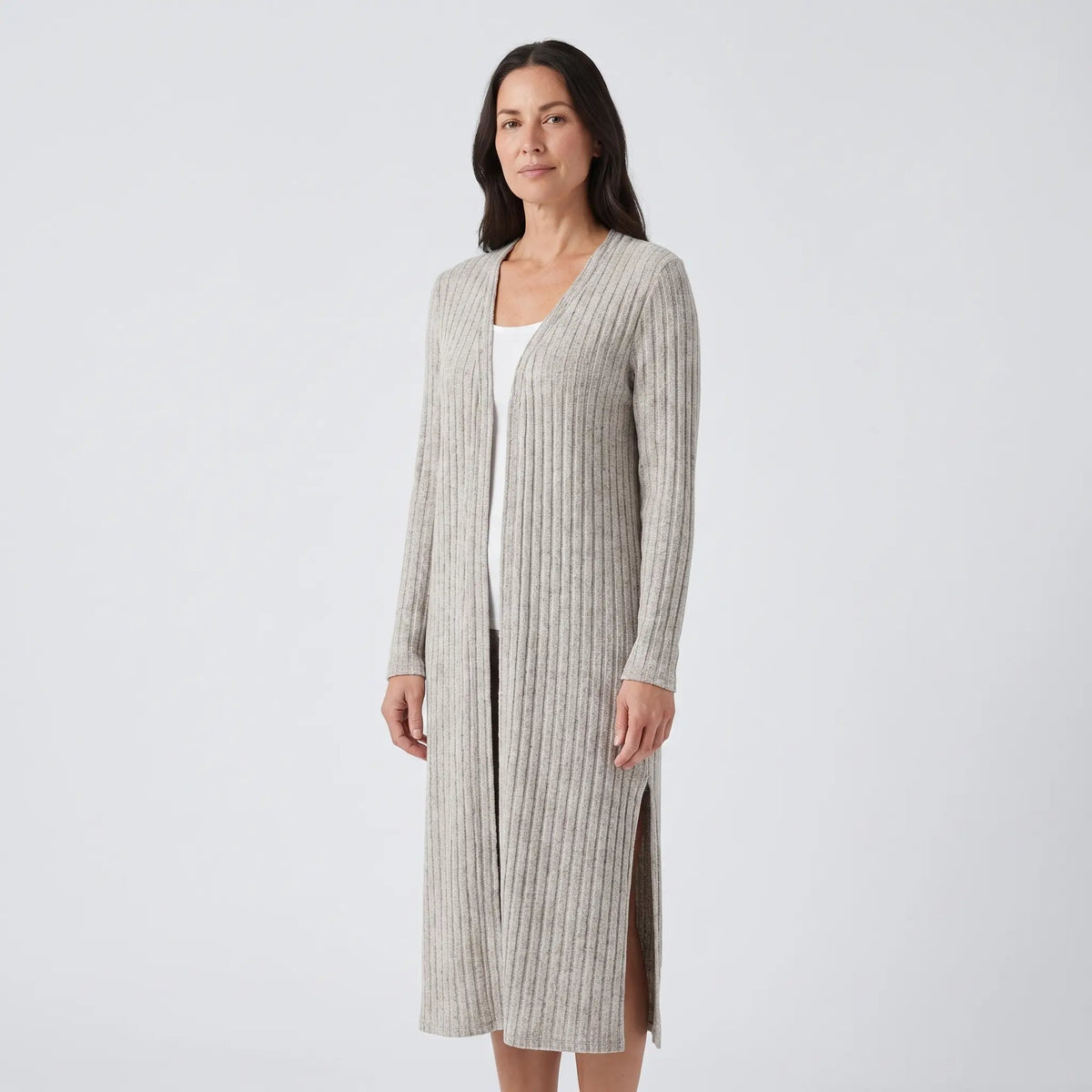 Ribbed Knit Longline Cardigan - studio hero