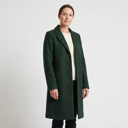 Women's Wool-Blend Coat Dark Green - studio hero