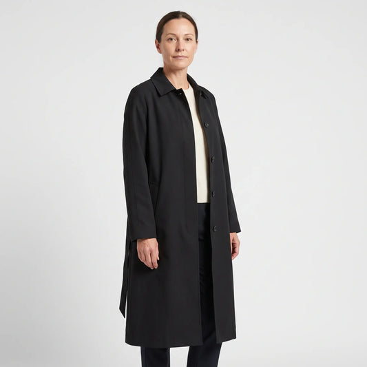 Women's Long Lightweight Coat - Black - studio hero