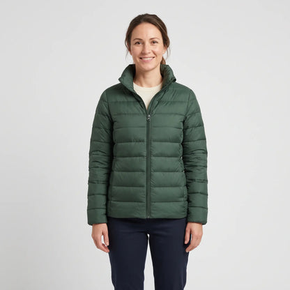 Women's Down-Feel Puffer Coat - Dark Green - studio hero