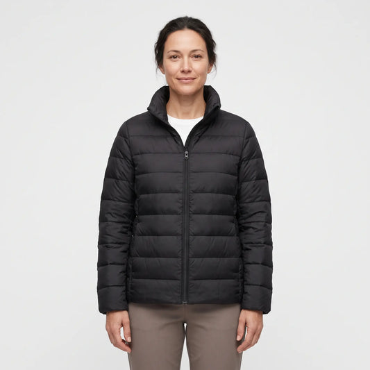 Women's Down-Feel Puffer Coat - Black - studio hero