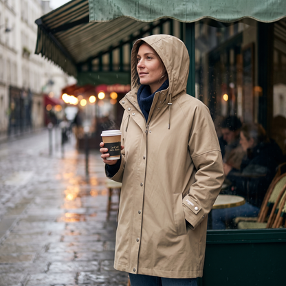 Women's Waterproof Rain Jacket - Greige