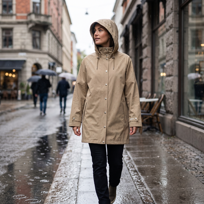 Women's Waterproof Rain Jacket - Greige