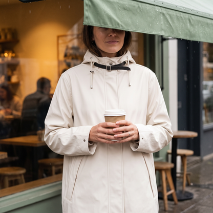 Women's Waterproof Raincoat - Milk Creme