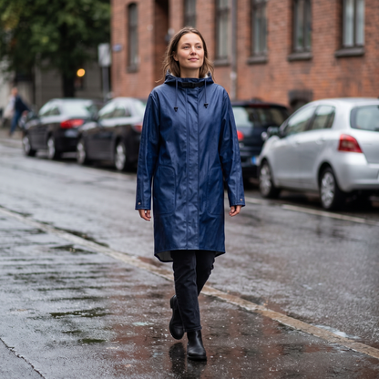 Women's Lightweight Raincoat - Grey Blue