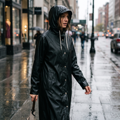 Women's Long Rain Jacket - Black Beauty