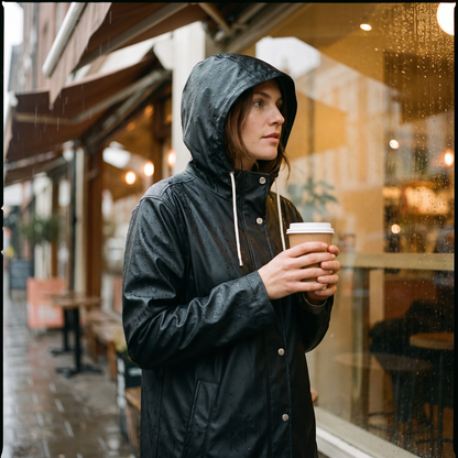 Women's Long Rain Jacket - Black Beauty