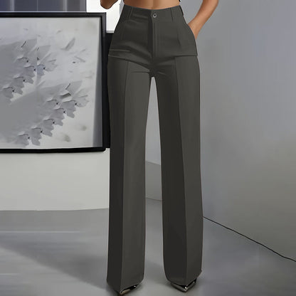 High-Waisted Wide-Leg Pleated Trousers