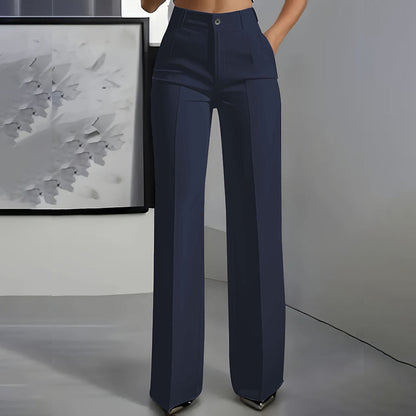 High-Waisted Wide-Leg Pleated Trousers