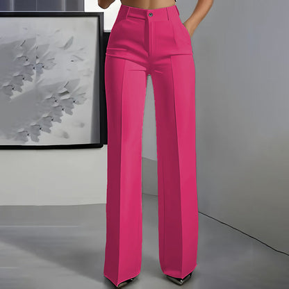 High-Waisted Wide-Leg Pleated Trousers