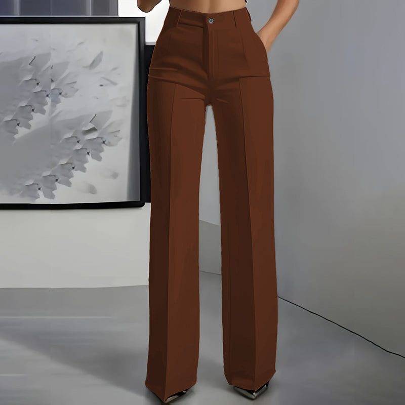 High-Waisted Wide-Leg Pleated Trousers