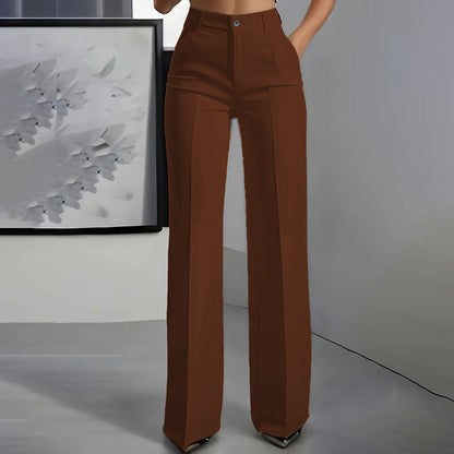High-Waisted Wide-Leg Pleated Trousers