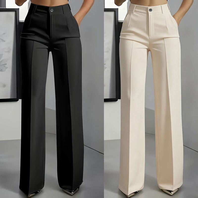 High-Waisted Wide-Leg Pleated Trousers