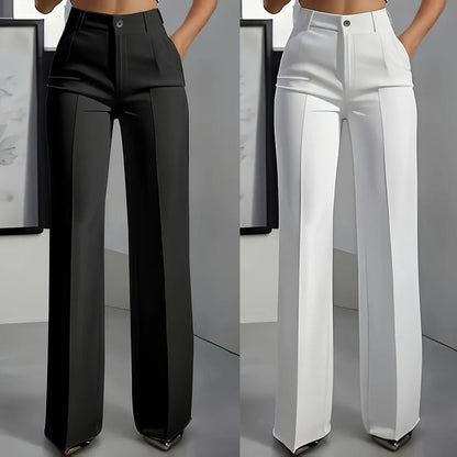 High-Waisted Wide-Leg Pleated Trousers