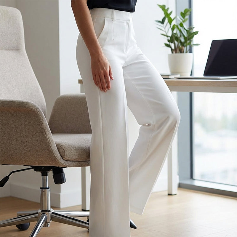 High-Waisted Wide-Leg Pleated Trousers