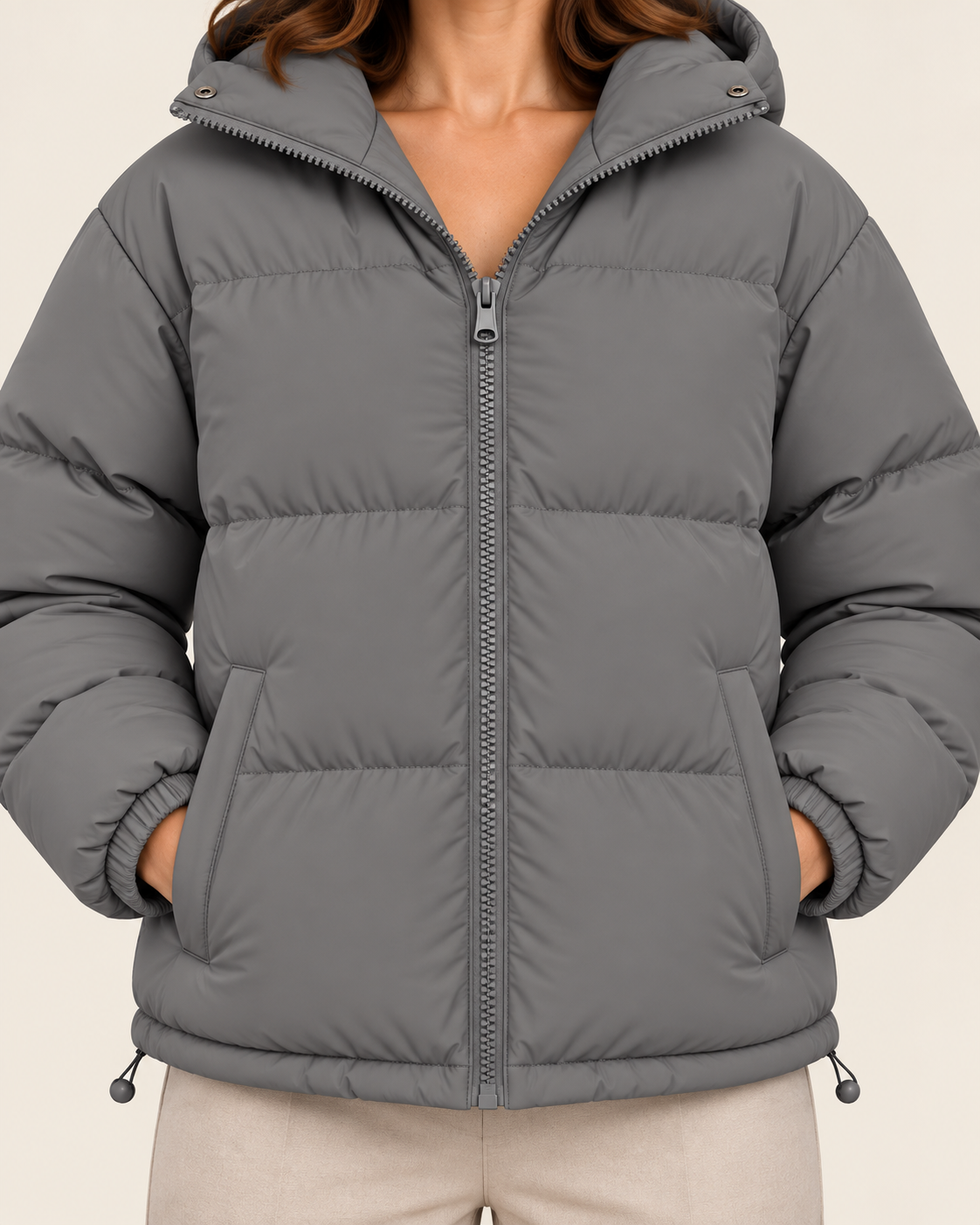 Ladies Puffer Jacket — Hooded Quilted Water-Resistant 10