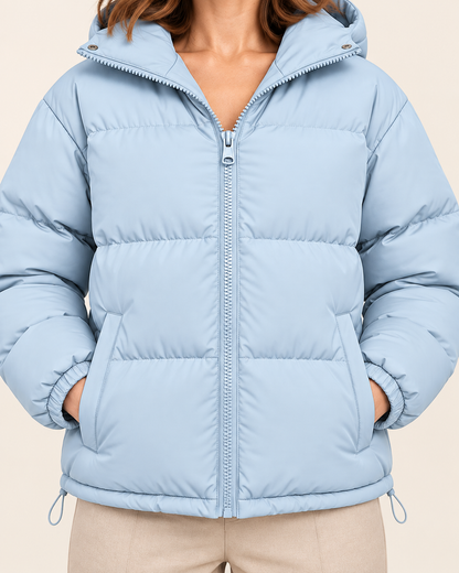 Ladies Puffer Jacket — Hooded Quilted Water-Resistant 8