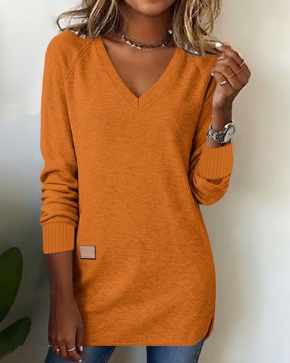 V-Neck Pocket Knit Top