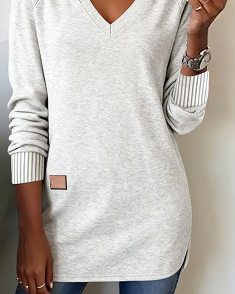 V-Neck Pocket Knit Top