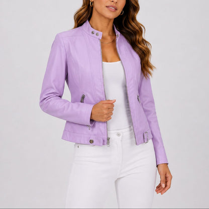Leather Jackets — Cropped Zip Style with Front Pockets 2