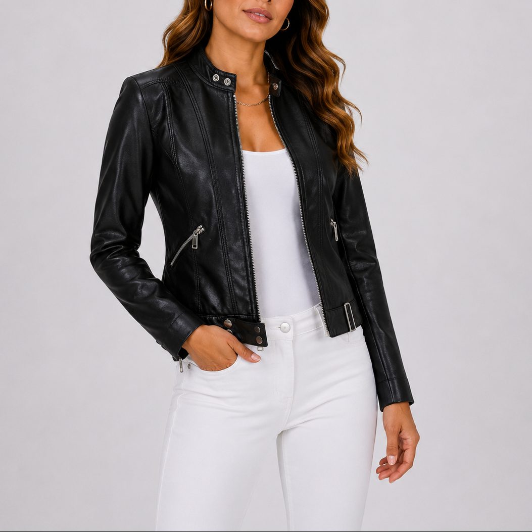 Leather Jackets — Cropped Zip Style with Front Pockets 4