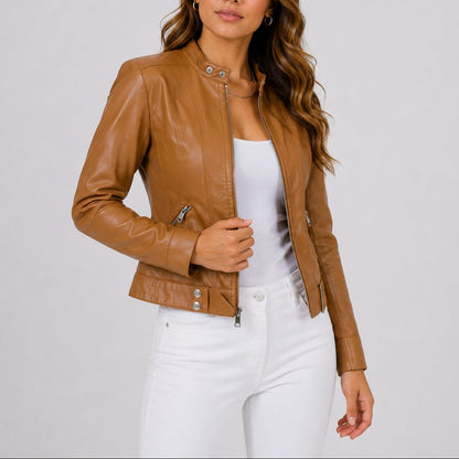Leather Jackets — Cropped Zip Style with Front Pockets 5