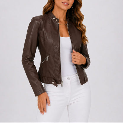 Leather Jackets — Cropped Zip Style with Front Pockets 1